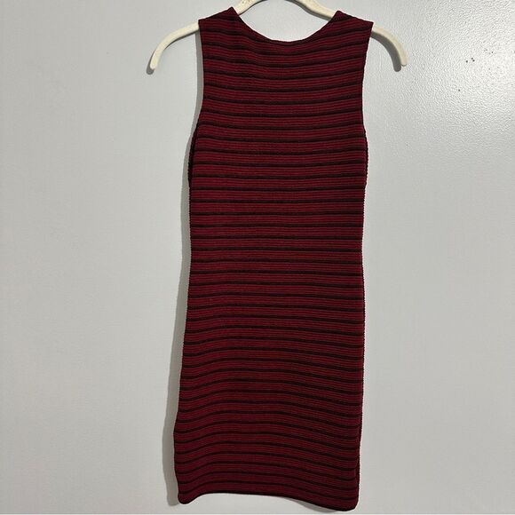 Forever 21 garnet, and black striped fitted sleeveless dress size S - Picture 3 of 4